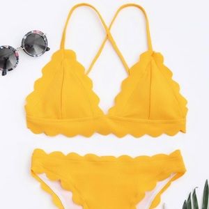 ZAFUL YELLOW SCALLOPED BIKINI SET